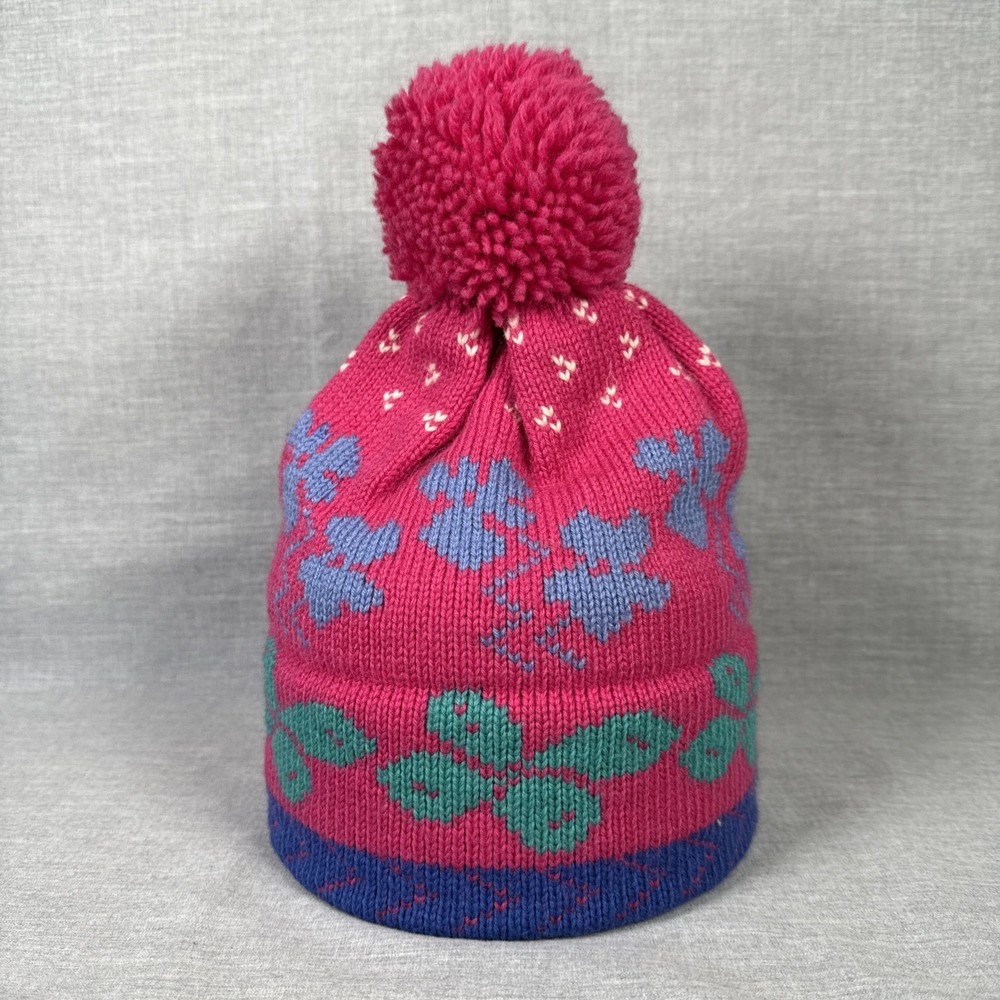 Vintage Vermont Originals 100% Wool Mountain Winter Ski Hat Beanie Butterflies